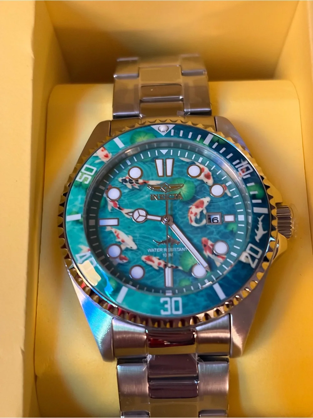 Invicta Pro Diver Visions from Above- Mens 43MM Luxury Koi Fish Pond Peace Watch